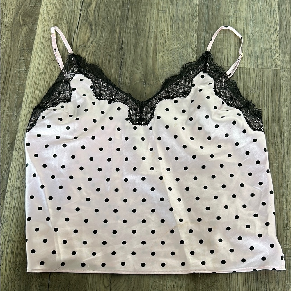 Victoria secret polka dot Dot Lace Trim Cami Top